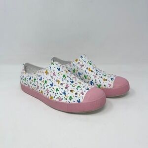 Native x Disney Jefferson Slip On Shoes Girls 4 White Pink Mickey Mouse Confetti